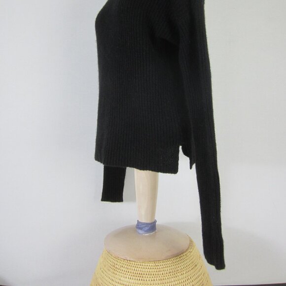 360 Cashmere Women Small Black LS RibbedKnit Boat Neck Pullover Sweater Classic - Picture 5 of 7